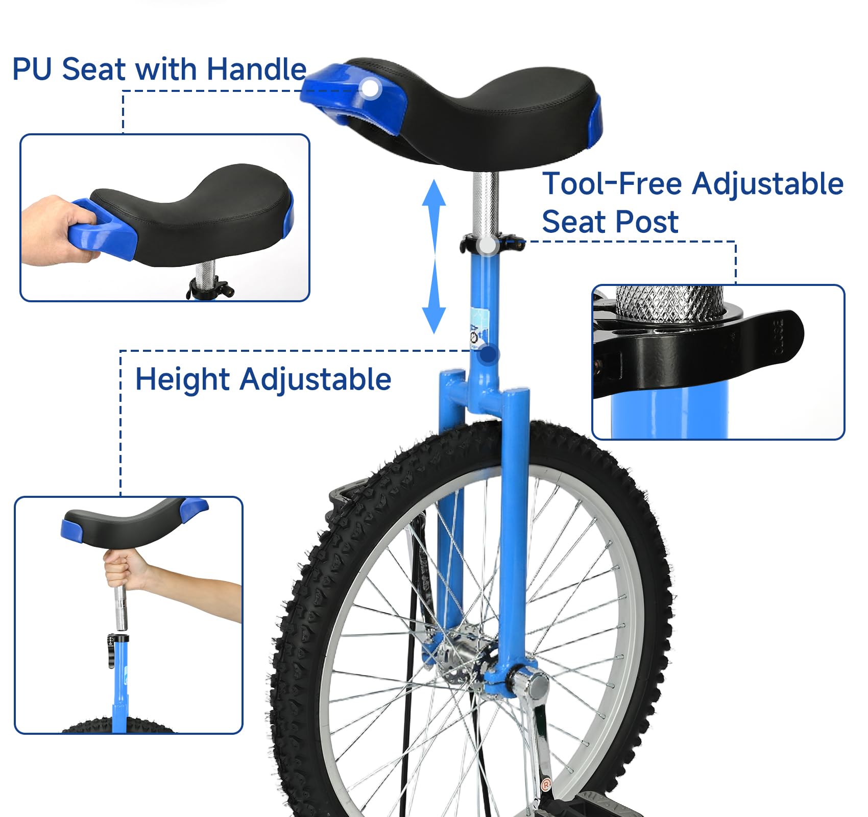 Amazon | 20インチの一輪車、屋外用一輪車、高さ調節可能、大人用